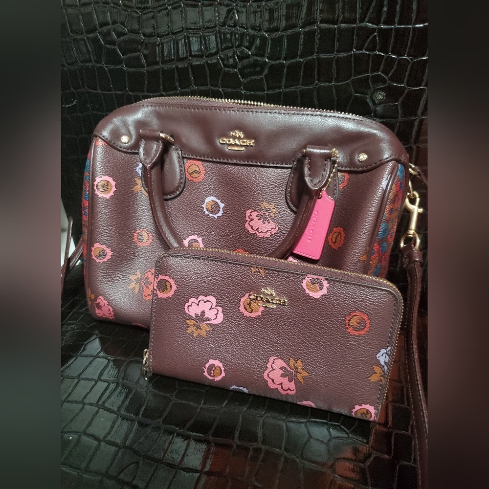Coach Mini Floral Print Bennett Satchel and matching wallet